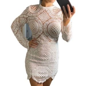 Mini white crochet lace dress